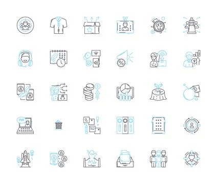 Operating squad linear icons set. Teamwork, Strategy, Coordination, Execution Stock Illustration