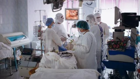 Operating. Surgery.  Laparoscopic surgery. Stock Photos