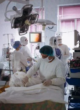 Operating. Surgery.  Laparoscopic surgery. Stock Photos