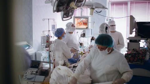 Operating. Surgery.  Laparoscopic surgery. Stock Photos