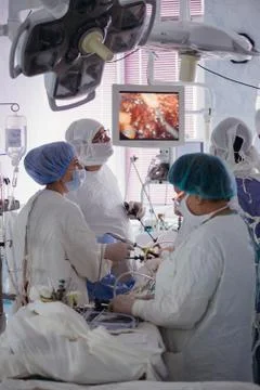 Operating. Surgery.  Laparoscopic surgery. Stock Photos