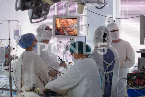 Operating. Surgery.  Laparoscopic surgery. Stock Photos