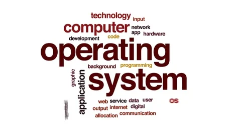 Operating system animated word cloud, text design animation. Stock Footage 74068957