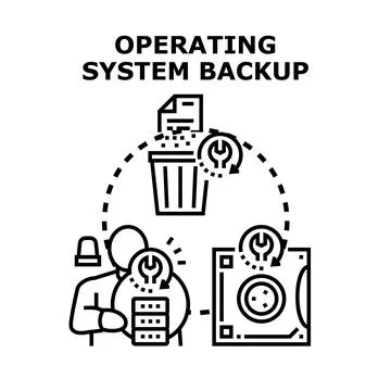 Operating system backup installing and recovering data Stock Illustration