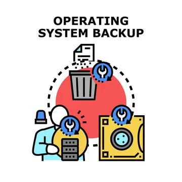 Operating system backup installing and recovering data Illustrazione stock