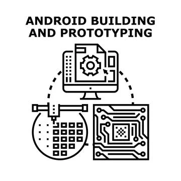 Operating system building, mobile app prototyping, and hardware manufacturing Illustrazione stock