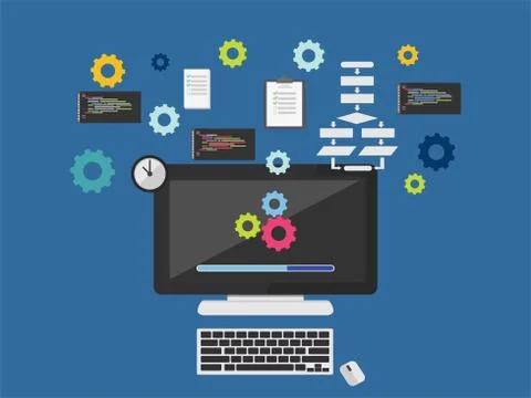 Operating system. Computer processing concept Stock Illustration