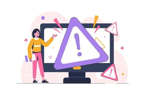 Operating system error warning for web page. Mistake caution. 404 web page error Stock Illustration