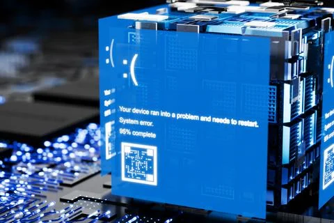 Operating system failure concept on digital background. Hacking the system... Stock Illustration