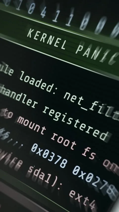 Operating system failure shown with kernel panic error screen 库存影片 335872030
