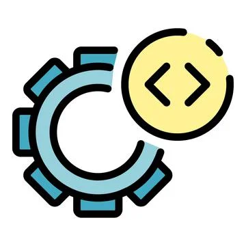 Operating system gear program icon color outline vector Stock Illustration