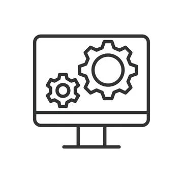 Operating System, icon in line design. Operating system, OS, software, platform Illustrazione stock