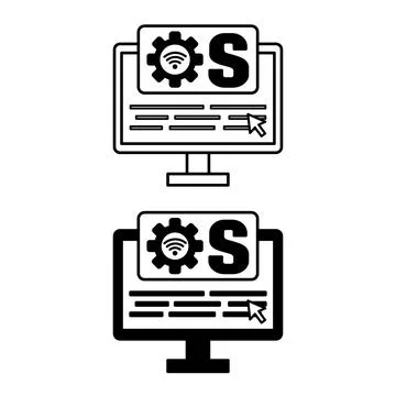 Operating System Icons. Black and White Vector Illustrations. Software Comp.. 스톡 일러스트
