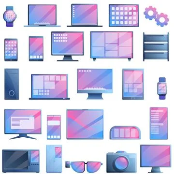 Operating system icons set, cartoon style Illustrazione stock