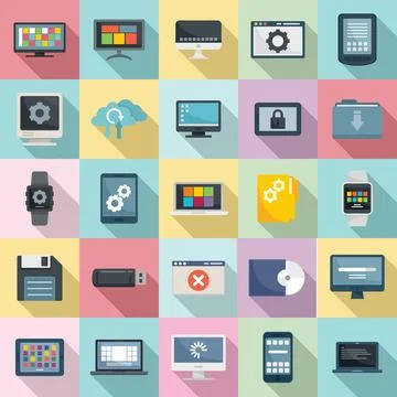 Operating system icons set, flat style イラスト素材