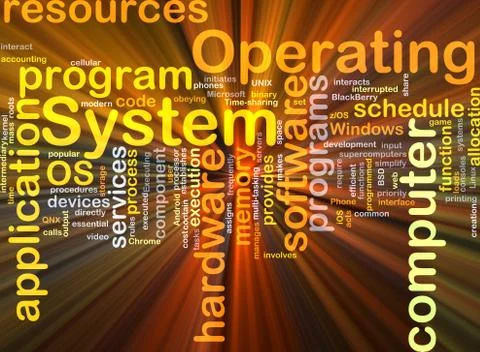 Operating system OS background concept glowing Illustrazione stock