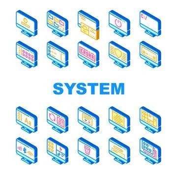 Operating System Pc Collection Icons Set Vector Stock Illustration