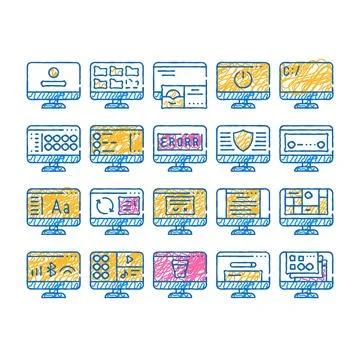 Operating system pc icon hand drawn 스톡 일러스트