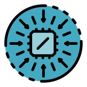 Operating system processor icon color outline vector Stock Illustration