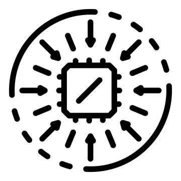 Operating system processor icon, outline style Stock Illustration
