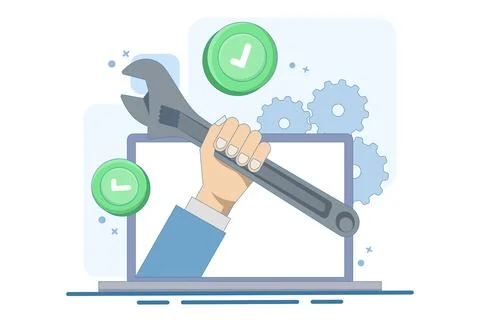 Operating system repair and maintenance concept Ilustración de archivo
