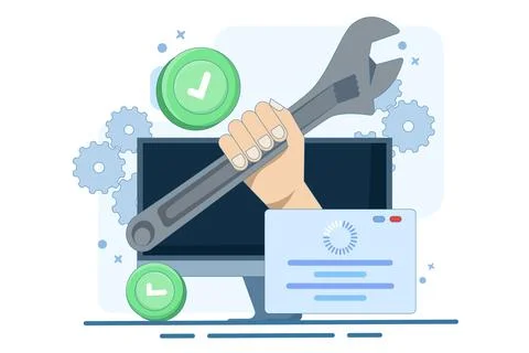Operating system repair and maintenance concept Ilustración de archivo