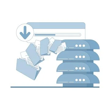 Operating system update illustration showing software downloads イラスト素材
