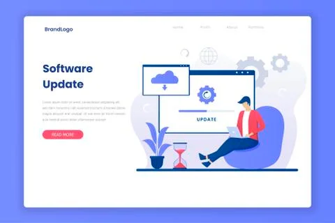 Operating system update progress landing page Stock Illustration