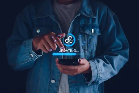 Operating system upgrade concept, installation app and software update proces Foto stock