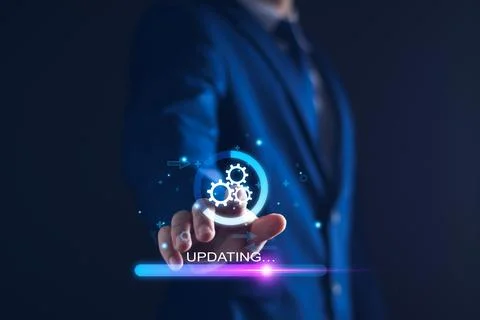 Operating system upgrade concept, installation app and software update proc.. Foto stock