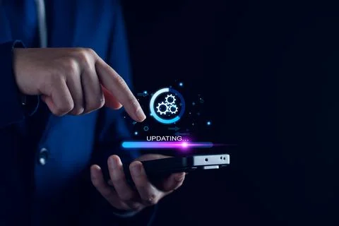 Operating system upgrade concept, installation app and software update proc.. Foto stock