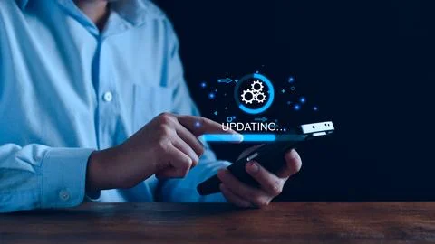 Operating system upgrade concept, installation app and software update proces Stock Photos