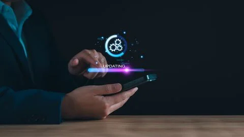 Operating system upgrade concept, installation app and software update proces Foto stock