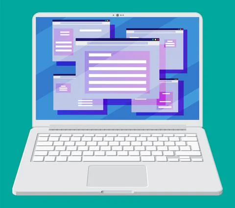 Operating system user interface on laptop Stock Illustration