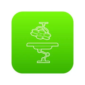 Operating table and lamp icon green Stock Illustration