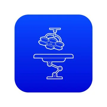 Operating table and lamp icon blue vector Stock Illustration