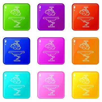Operating table and lamp icons set 9 color collection Stock Illustration