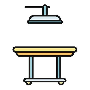 Operating table and surgical lamp in hospital room Stock Illustration