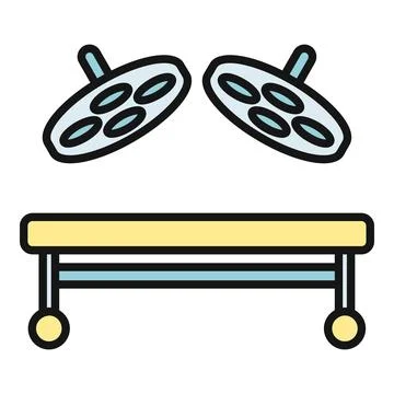 Operating table and surgical lights vector icon 库存插图