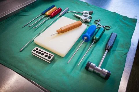 On the operating table are the instruments for performing a cruciate ligam... Stock Photos