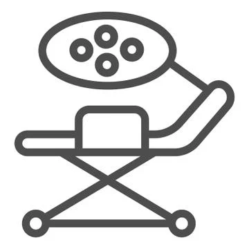 Operating table with lamp line icon. Surgical chair, city clinic equipment Stock Illustration