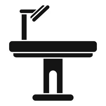 Operating table with surgical lamp illuminating for medical procedures Stock Illustration