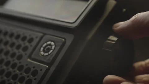 Operating Vintage Audio Control Knob on Retro Cassette Radio System Stock-Footage 337762649