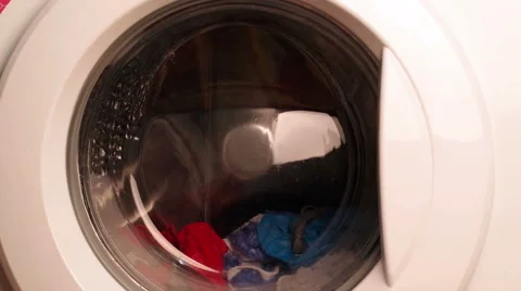 Operating washing machine Stock Footage 56889361