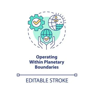 Operating within planetary boundaries concept icon Stock Illustration