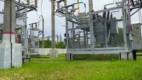 Operation and maintenance of equipment at a distribution substation Video stock 136810589