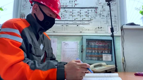 Operation and maintenance of equipment at a distribution substation Video stock 136810795