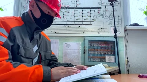 Operation and maintenance of equipment at a distribution substation Stock Footage 136811147