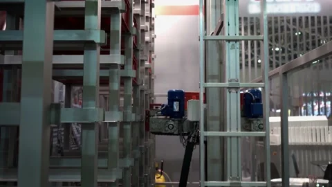 The operation of the automated inventory sorting system Stock Footage 162985802