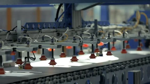 Operation of the automatic assembly line at the plant Stock Footage 160467236